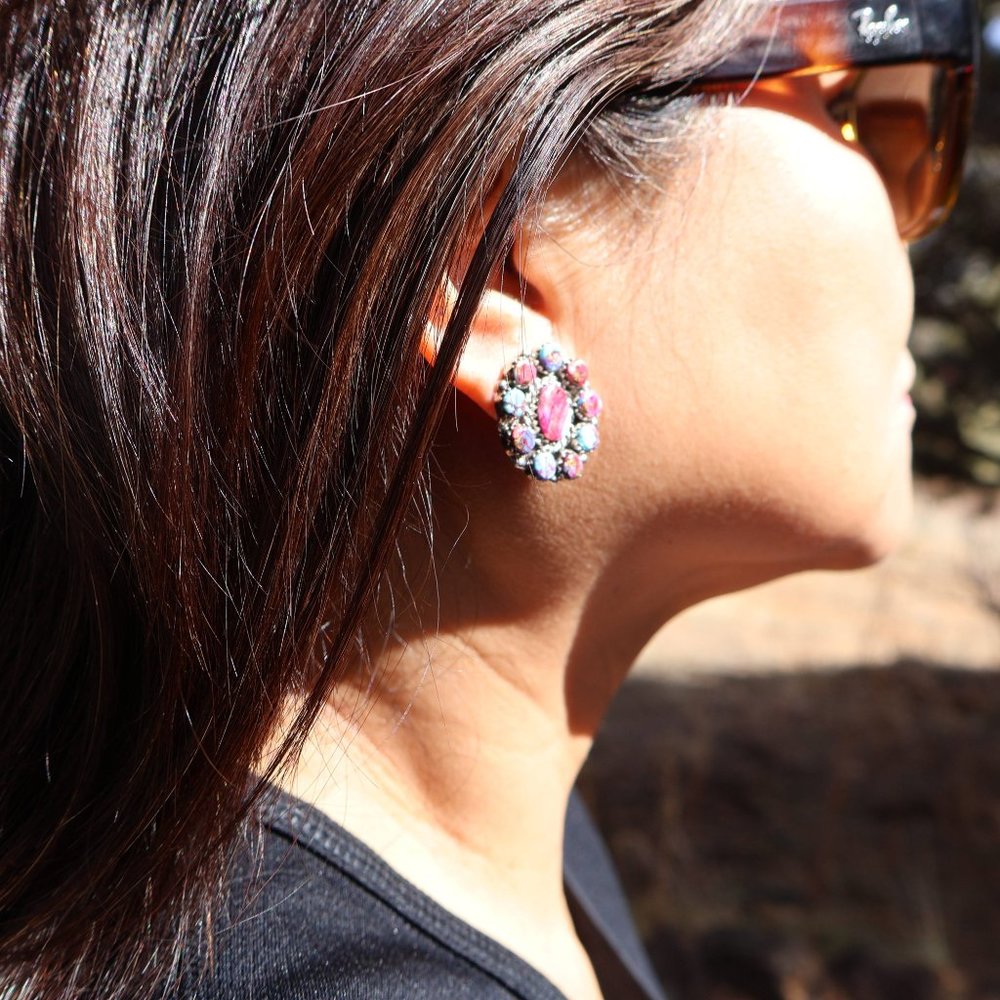 Navajo Earrings Native American Jewelry Pink Spiny Oyster Shell Sterling Silver* - Picture 11 of 12